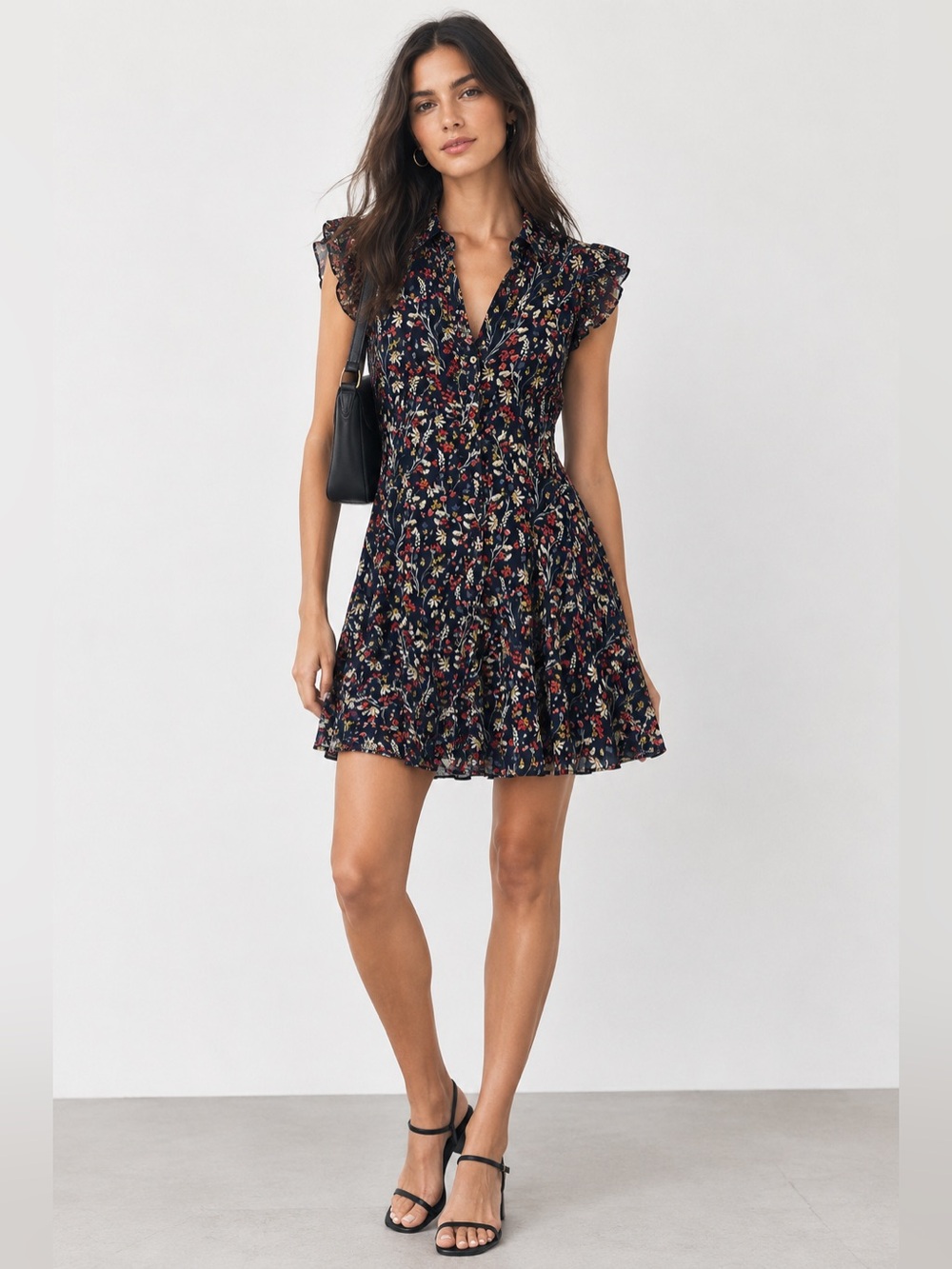 Zara Floral Romper Navy Blue Large NWT Cottagecore